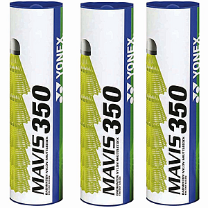 Yonex Mavis 350 Badmintonball weiß 3X6=18 Stück Nylonshuttle Farbe grün/langsam 