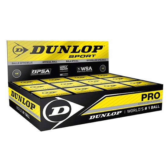 Dunlop Pro Squashball doppelgelb 12 Squashbälle