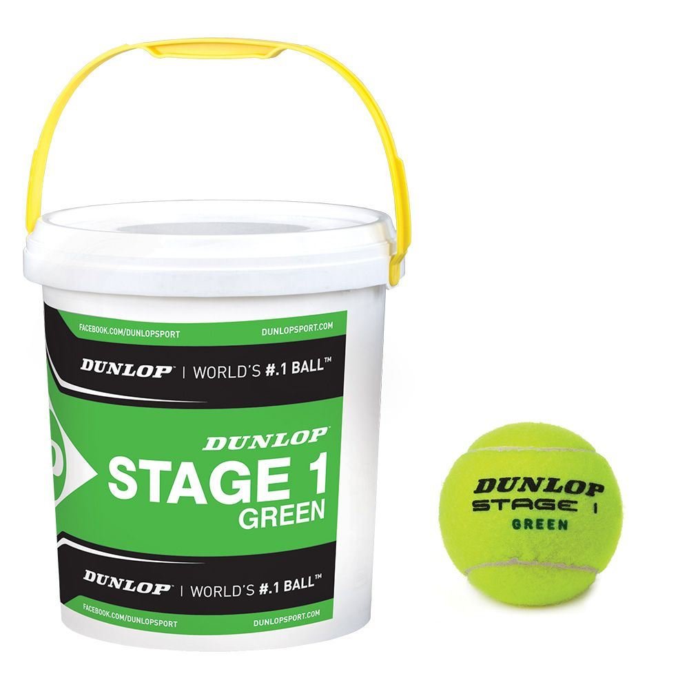 Dunlop green Stage I ein Eimer mit 60 Methodik Tennisbällen
