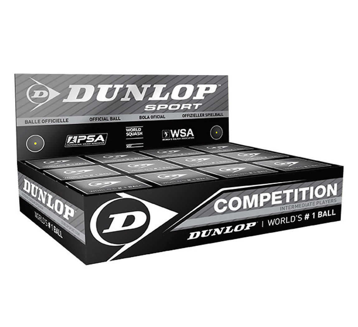 Squashball Dunlop Competiton12 Bälle gelber Punkt