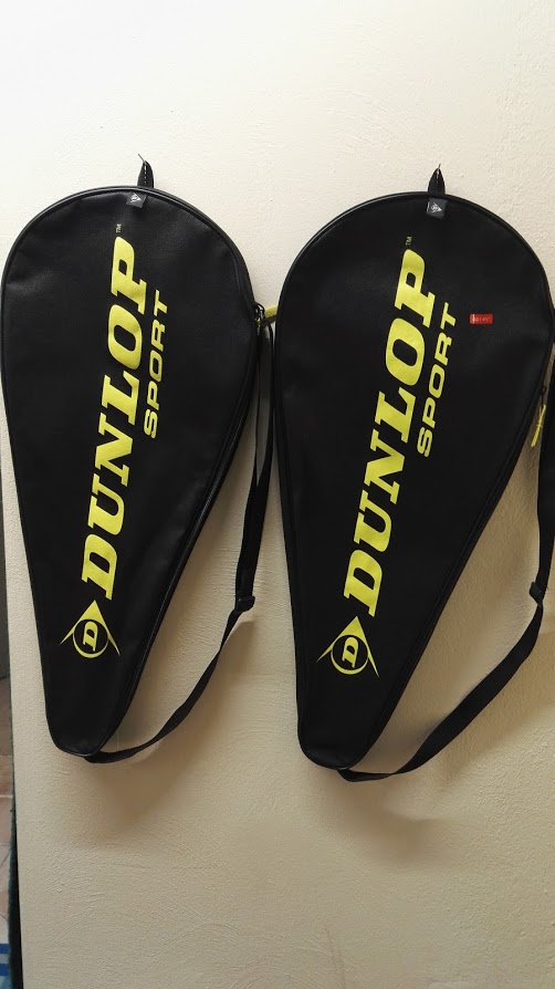 2 Dunlop fullsize Tennis Schlägerhülle für je einen Tennisschläger black/lime